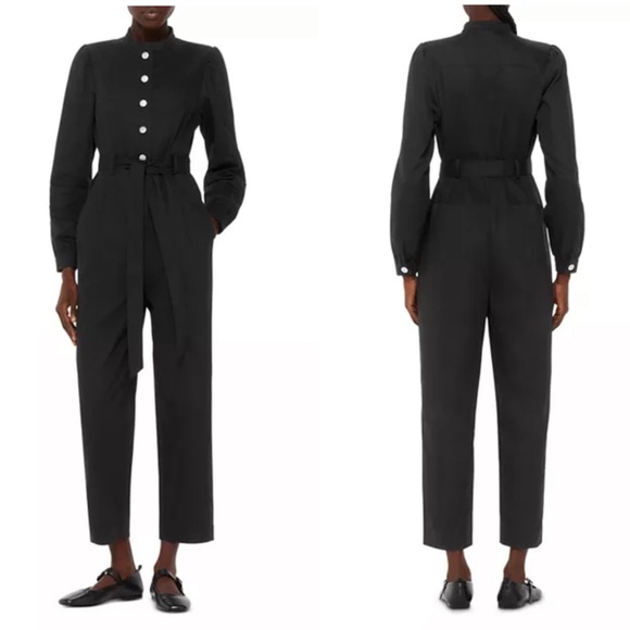 NEW Whistles Andrea Jumpsuit Long Sleeve Mock Neck In Black Size 12 - Picture 1 of 9